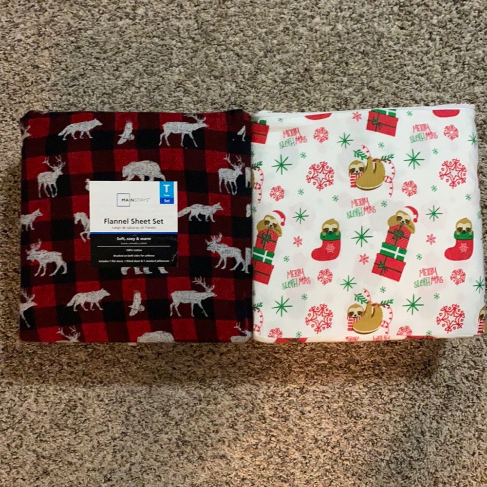 Two twin size flannel sheet sets